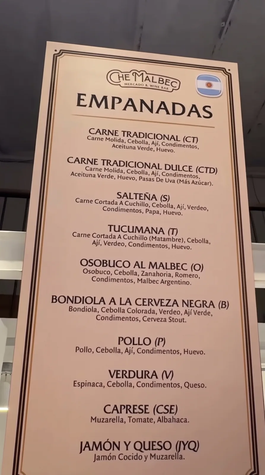 El cartel de empanadas de Che Malbec